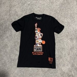Mitchell & Ness Black Tee with Colorful Statue of Liberty Graphic